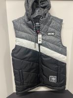 Ecko Unltd. Men’s Hooded Vest – Size Small | Sleeveless Zip-Up | Gray & Black with White Stripe | Streetwear Style